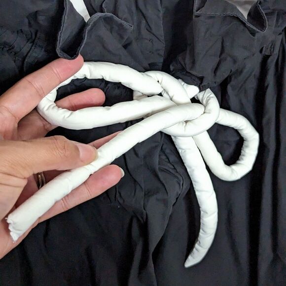 Nuovo Borgo Wide Leg Oversized Sleeveless Belted Jumpsuit Black White IT44 US 10 - Picture 4 of 12